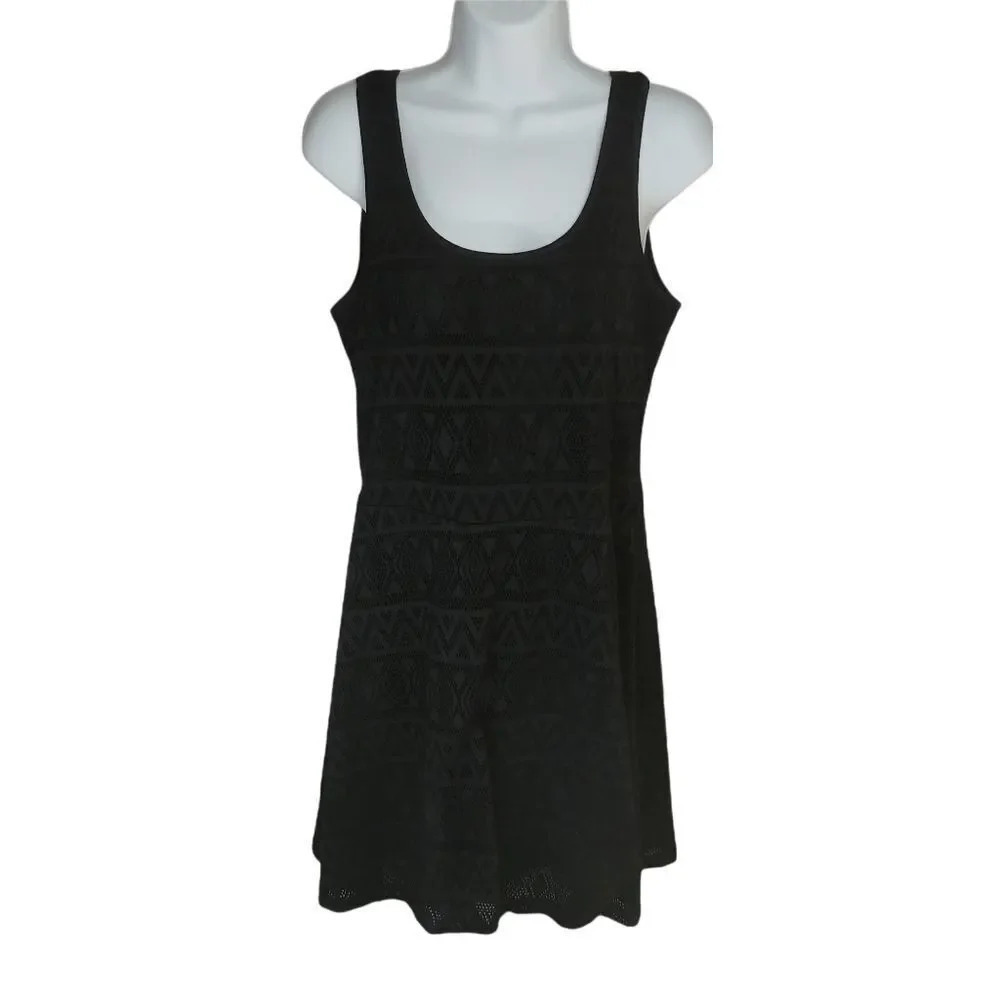 Point Zero Lace Overlay Midi Dress Fully Lined Black L